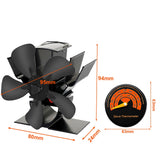 5 Blade Heat Powered Stove Fan Mini Fireplace Fan Log Wood Burner Eco-fan Quiet Fireplace Fan Heater Efficient Heat Distribution