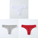 3PCS Ladies Sexy Lingerie Women&#39;s Underwear Set High-Quality Lace Embroidery Panties Low-waist Breathable Underpants G String