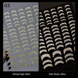 3D Lines Nail Stickers Holographic Silver Rose Gold Metal Stripe Letters Decals Curve Gel Nails Art Sliders Manicure Decor