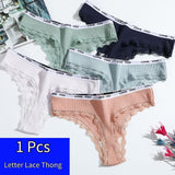 1Pcs 15 Color Letter Lace Panties Women Solid Underwear Cotton G String Thongs Female Low Waist Sexy Intimate Lingerie Hot Sex