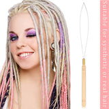 6 Pcs Micro Rings Loop Tool Loop Threader Pulling Needle Used With Hair Plier And Beads For Human Hair Feather Extension Tools