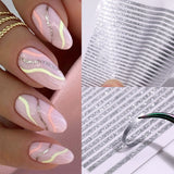 3D Lines Nail Stickers Holographic Silver Rose Gold Metal Stripe Letters Decals Curve Gel Nails Art Sliders Manicure Decor