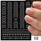 3D Lines Nail Stickers Holographic Silver Rose Gold Metal Stripe Letters Decals Curve Gel Nails Art Sliders Manicure Decor