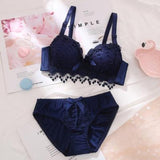 7 Colors Women Push Up Lingerie Bra and Panties Lace Wireless Bra Briefs Sexy Bra Top Female Seamless Plus Size Underwear Set