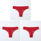 3PCS Ladies Sexy Lingerie Women&#39;s Underwear Set High-Quality Lace Embroidery Panties Low-waist Breathable Underpants G String