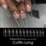 Gel Nails Extension System Full Cover Sculpted Clear Stiletto Coffin False Nail Tips 240pcs/bag