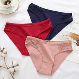 10Pcs/set Cotton Panties Women Sexy Floral Lace Panty Underwear Lingerie Solid Color Female Underpants Intimates Lady 2021 New