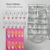 Gel Nails Extension System Full Cover Sculpted Clear Stiletto Coffin False Nail Tips 240pcs/bag