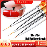 3Pcs French Stripe Nail Art Liner Brush Set 3D Tips Line Stripes DIY Drawing Pen UV Gel Brushes Painting Pen Manicure Tools