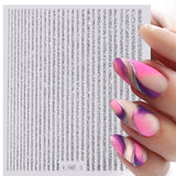 3D Lines Nail Stickers Holographic Silver Rose Gold Metal Stripe Letters Decals Curve Gel Nails Art Sliders Manicure Decor