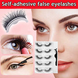 5/1 Pairs/Box Self-adhesive Reusable Fake Eyelashes With Tweezer Glue-Free Lashes Natural Curly Eyelashes pesta?as postizas