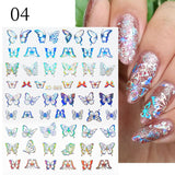 3D Lines Nail Stickers Holographic Silver Rose Gold Metal Stripe Letters Decals Curve Gel Nails Art Sliders Manicure Decor