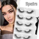 5/1 Pairs/Box Self-adhesive Reusable Fake Eyelashes With Tweezer Glue-Free Lashes Natural Curly Eyelashes pesta?as postizas