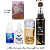 38ml Waterproof Lace Front Wig Glue Super Liquid Adhesive Hair Glue For Lace Wig + Remover + Wax Stick For Wig + Lace Tint Spray