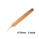 Alileader 0.75mm Double Head Dreadlock Wood Handle Crochet Needle Hook For Dreadlocks Braids Hair Making Needle Tools For Dreads