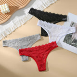 3PCS Ladies Sexy Lingerie Women&#39;s Underwear Set High-Quality Lace Embroidery Panties Low-waist Breathable Underpants G String