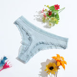 1Pcs 15 Color Letter Lace Panties Women Solid Underwear Cotton G String Thongs Female Low Waist Sexy Intimate Lingerie Hot Sex