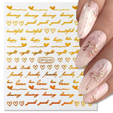 3D Lines Nail Stickers Holographic Silver Rose Gold Metal Stripe Letters Decals Curve Gel Nails Art Sliders Manicure Decor