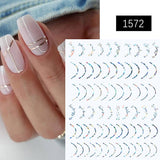 3D Lines Nail Stickers Holographic Silver Rose Gold Metal Stripe Letters Decals Curve Gel Nails Art Sliders Manicure Decor