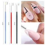 3Pcs French Stripe Nail Art Liner Brush Set 3D Tips Line Stripes DIY Drawing Pen UV Gel Brushes Painting Pen Manicure Tools