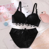 7 Colors Women Push Up Lingerie Bra and Panties Lace Wireless Bra Briefs Sexy Bra Top Female Seamless Plus Size Underwear Set