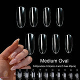 Gel Nails Extension System Full Cover Sculpted Clear Stiletto Coffin False Nail Tips 240pcs/bag