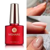 MSHARE Milky Pink Rubber Base Gel Glitter Camouflage Color Coat Soak Off Nails Gels Varnish Lacquer 10ml UV LED Gel