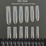 Gel Nails Extension System Full Cover Sculpted Clear Stiletto Coffin False Nail Tips 240pcs/bag