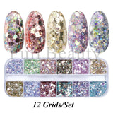 Sparkly Foil Nails Sequins Irregular Aluminum Gold Red Summer Design Set Nail Glitter Flakes Gel DIY Manicure Accessories CH950