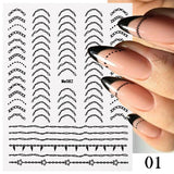 3D Lines Nail Stickers Holographic Silver Rose Gold Metal Stripe Letters Decals Curve Gel Nails Art Sliders Manicure Decor