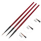 3Pcs French Stripe Nail Art Liner Brush Set 3D Tips Line Stripes DIY Drawing Pen UV Gel Brushes Painting Pen Manicure Tools