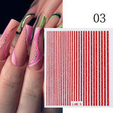 3D Lines Nail Stickers Holographic Silver Rose Gold Metal Stripe Letters Decals Curve Gel Nails Art Sliders Manicure Decor