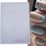 3D Lines Nail Stickers Holographic Silver Rose Gold Metal Stripe Letters Decals Curve Gel Nails Art Sliders Manicure Decor