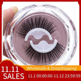 1Pair Self-adhesive False Eyelashes 3 Seconds to Wear No Glue Needed Faux Mink Lashes Extension Curly Thick Wispy Eyelash Makeup