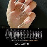 Gel Nails Extension System Full Cover Sculpted Clear Stiletto Coffin False Nail Tips 240pcs/bag