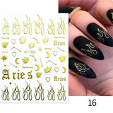 3D Lines Nail Stickers Holographic Silver Rose Gold Metal Stripe Letters Decals Curve Gel Nails Art Sliders Manicure Decor