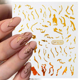 3D Lines Nail Stickers Holographic Silver Rose Gold Metal Stripe Letters Decals Curve Gel Nails Art Sliders Manicure Decor