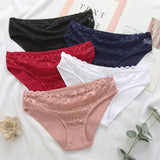 10Pcs/set Cotton Panties Women Sexy Floral Lace Panty Underwear Lingerie Solid Color Female Underpants Intimates Lady 2021 New