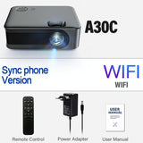 AUN MINI Projector Smart TV WIFI Portable Home Theater Cinema Battery Sync Phone Beamer LED Projectors for 4k Movie A30 Series