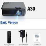 AUN MINI Projector Smart TV WIFI Portable Home Theater Cinema Battery Sync Phone Beamer LED Projectors for 4k Movie A30 Series