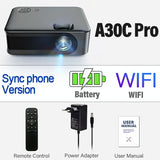 AUN MINI Projector Smart TV WIFI Portable Home Theater Cinema Battery Sync Phone Beamer LED Projectors for 4k Movie A30 Series